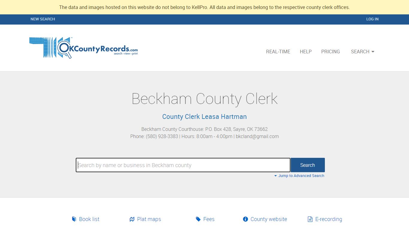 Beckham County - County Clerk Public Land Records for Oklahoma