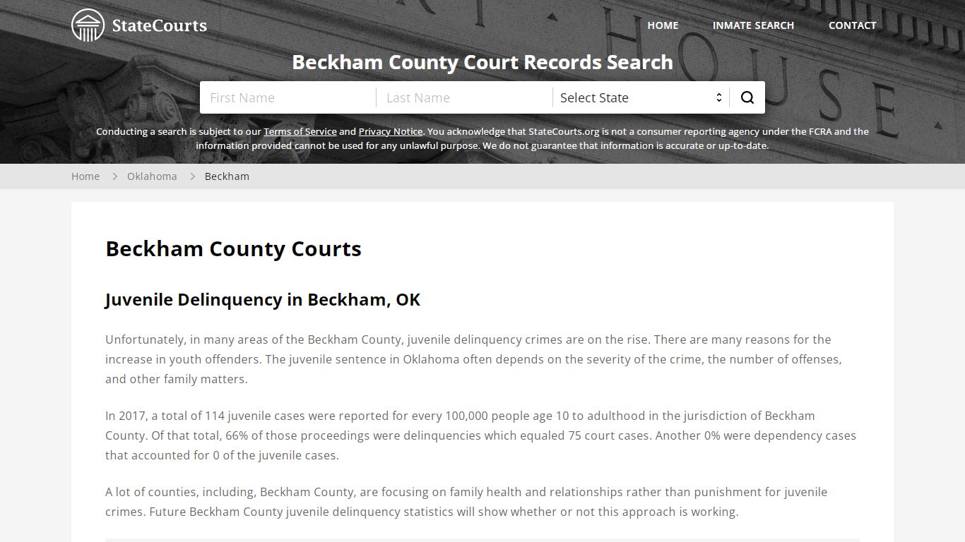 Beckham County, OK Courts - Records & Cases - StateCourts