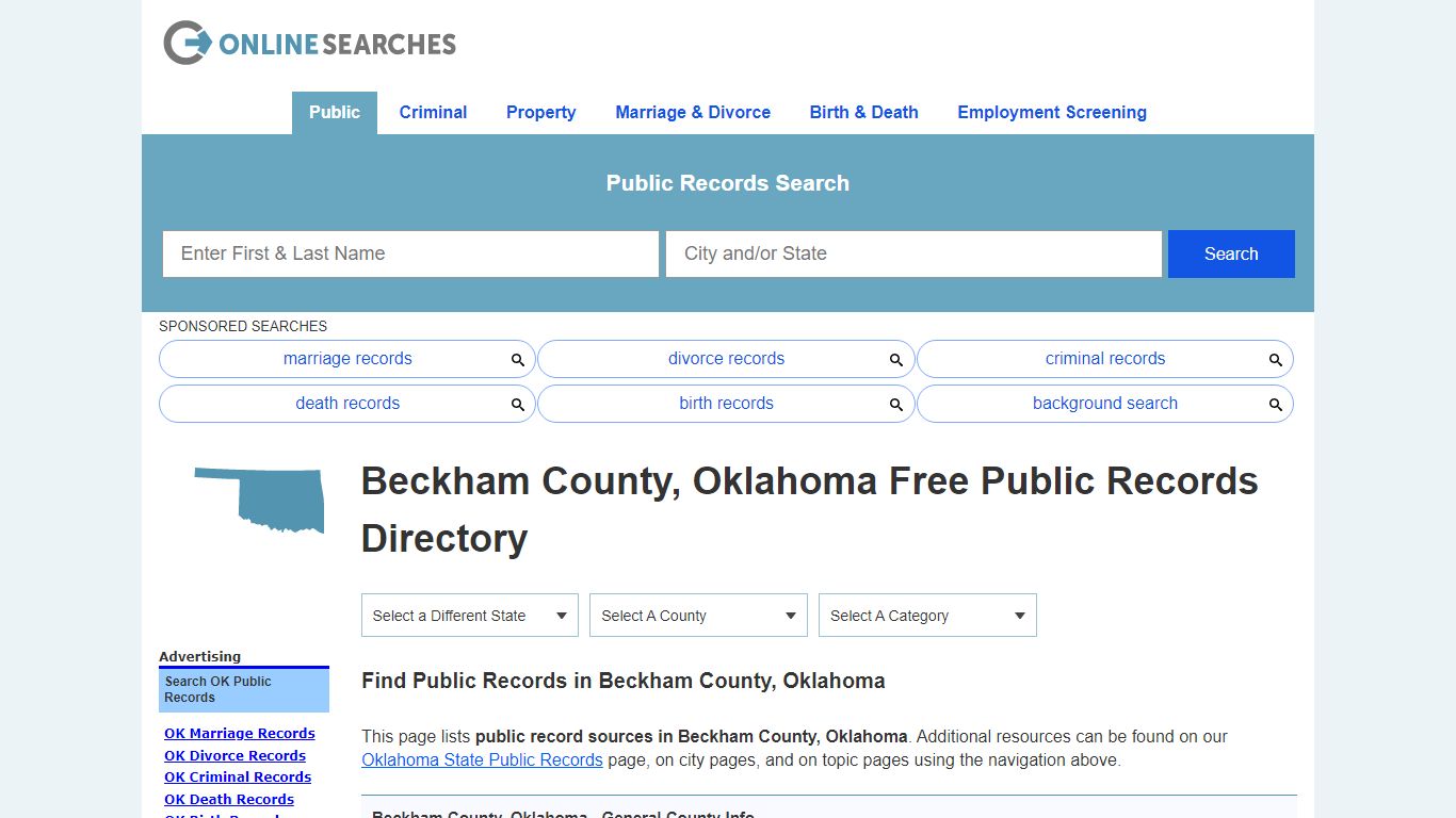 Beckham County, Oklahoma Public Records Directory
